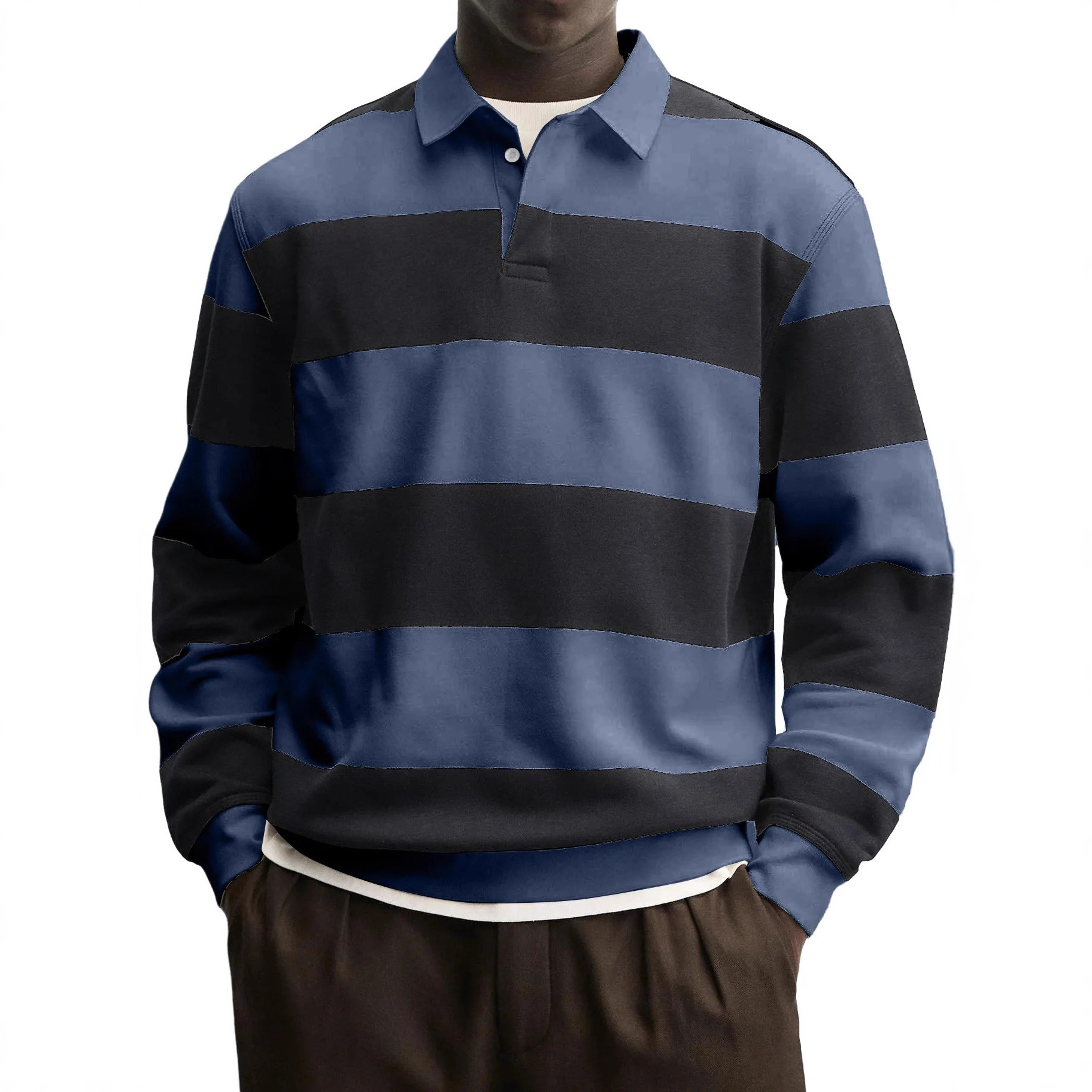 Men's Long-sleeved Striped T-shirt 10 Men's Long-sleeved Striped T-shirt - Image 10