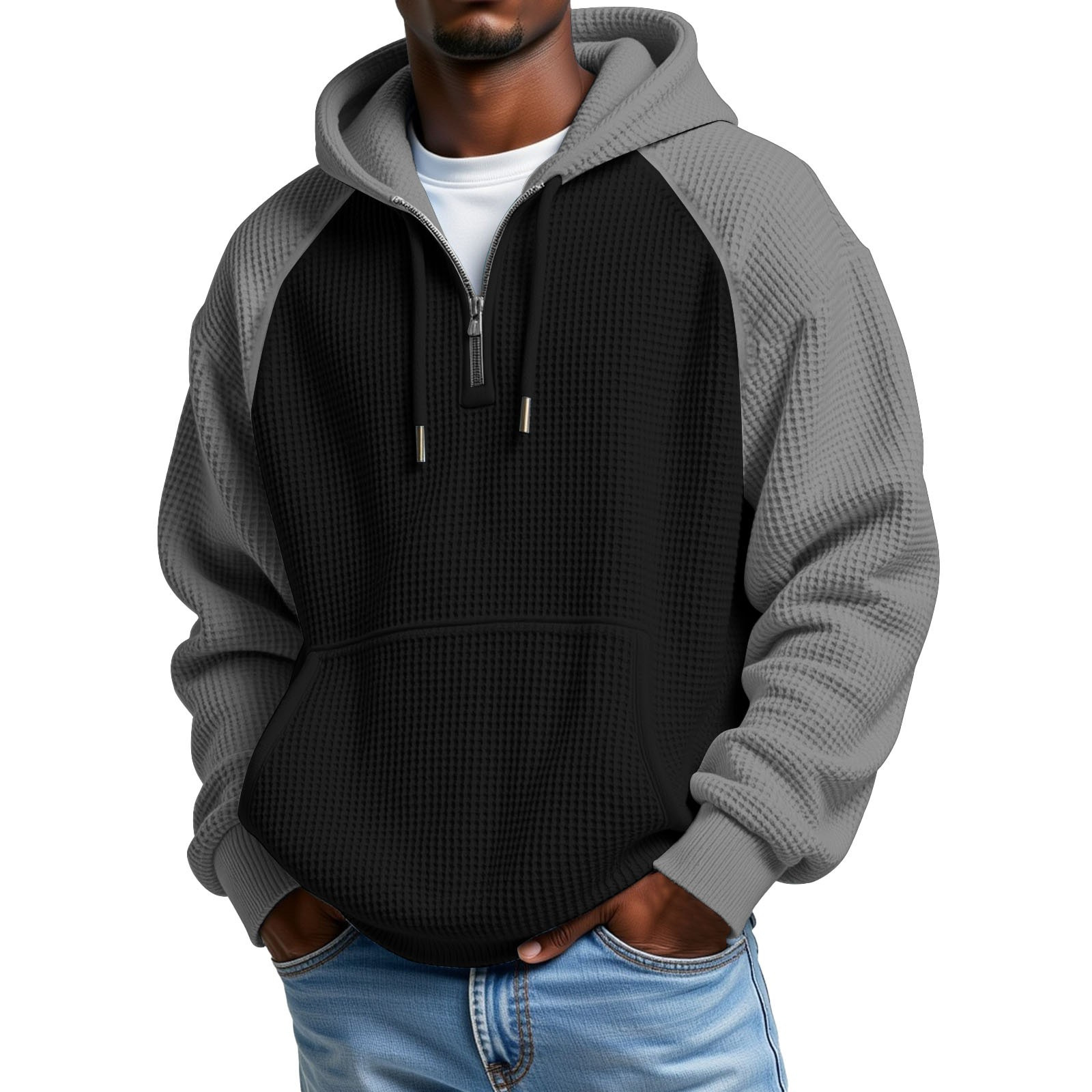 Waffle-knit Long-sleeve Hooded Jacket 2 Waffle-knit Long-sleeve Hooded Jacket - Image 2