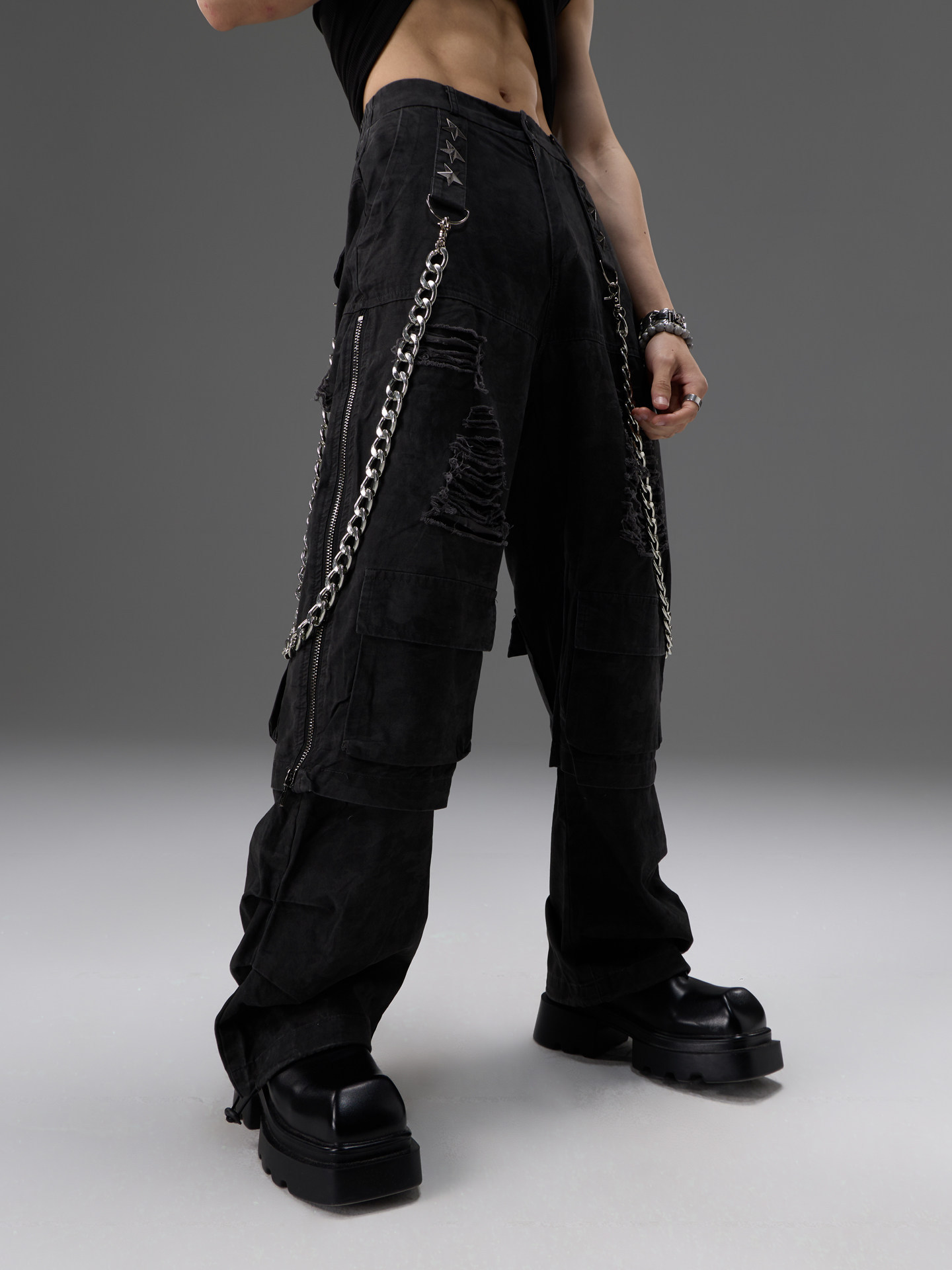 Heavy-duty Metal Belt Chain Workwear Pants 3 Heavy-duty Metal Belt Chain Workwear Pants - Image 3
