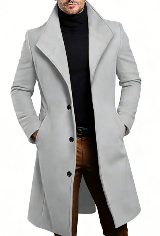 Men's Mid-length Wool Trench Coat 6 Men's Mid-length Wool Trench Coat - Image 6