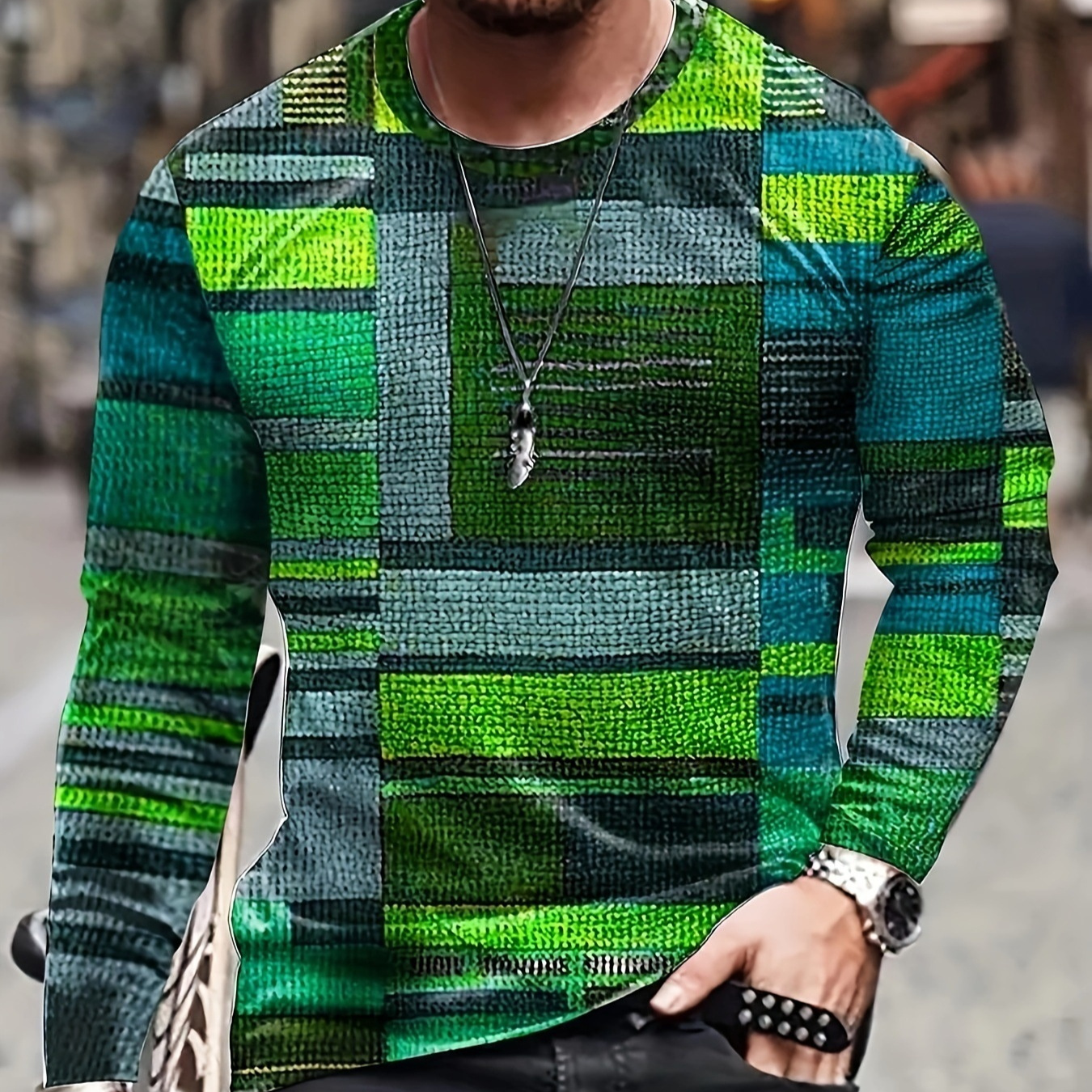 3D Digital Printed Round Neck Long-sleeved Top 4 3D Digital Printed Round Neck Long-sleeved Top - Image 4