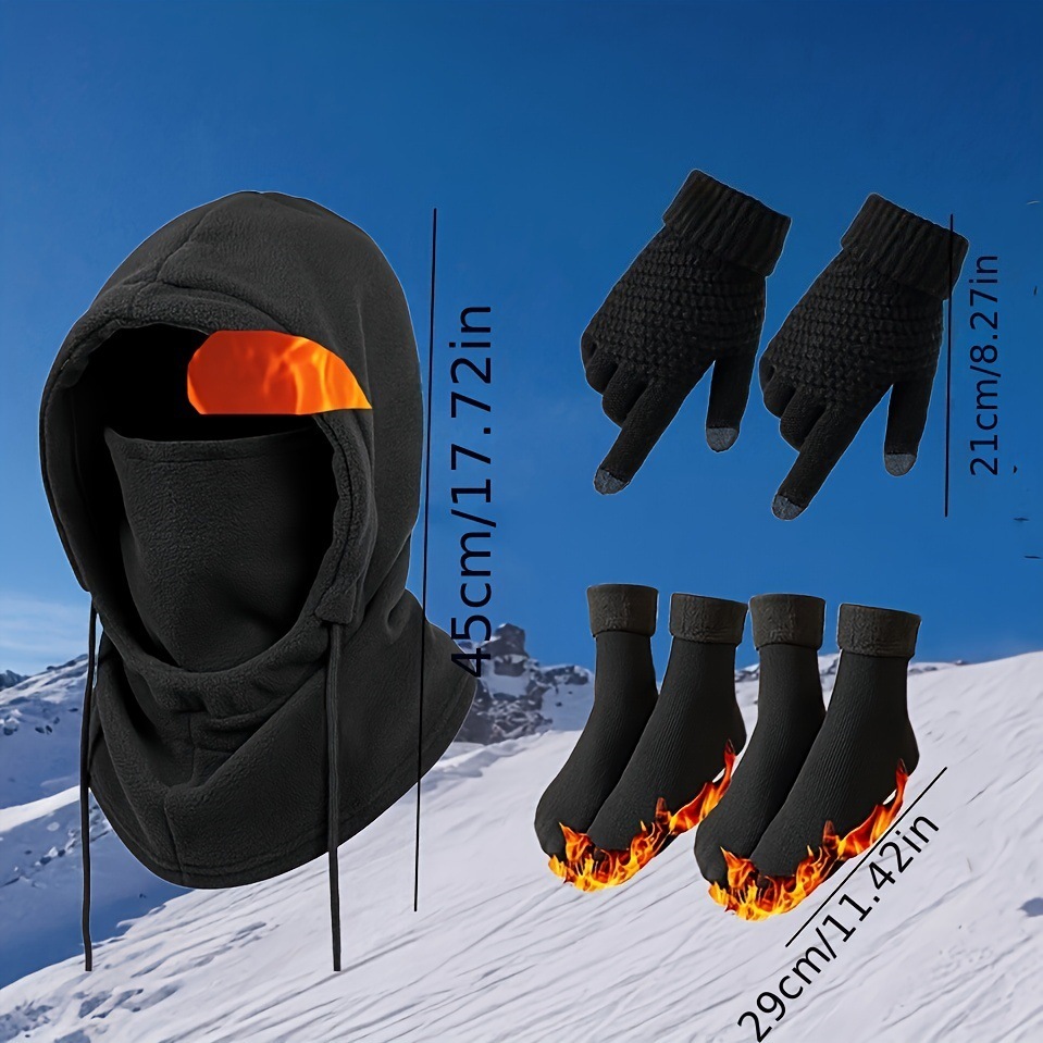 Winter Warm Hat Gloves Socks Set 2 Winter Warm Hat Gloves Socks Set - Image 2