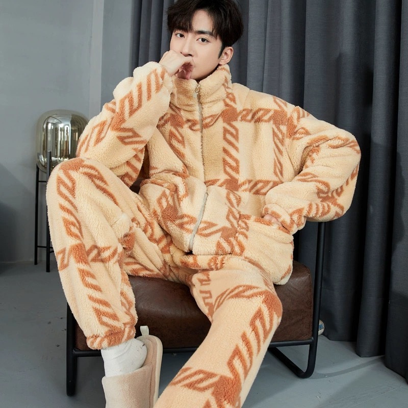 Men's Winter Thickened Zipper Pajamas 2 Men's Winter Thickened Zipper Pajamas - Image 2