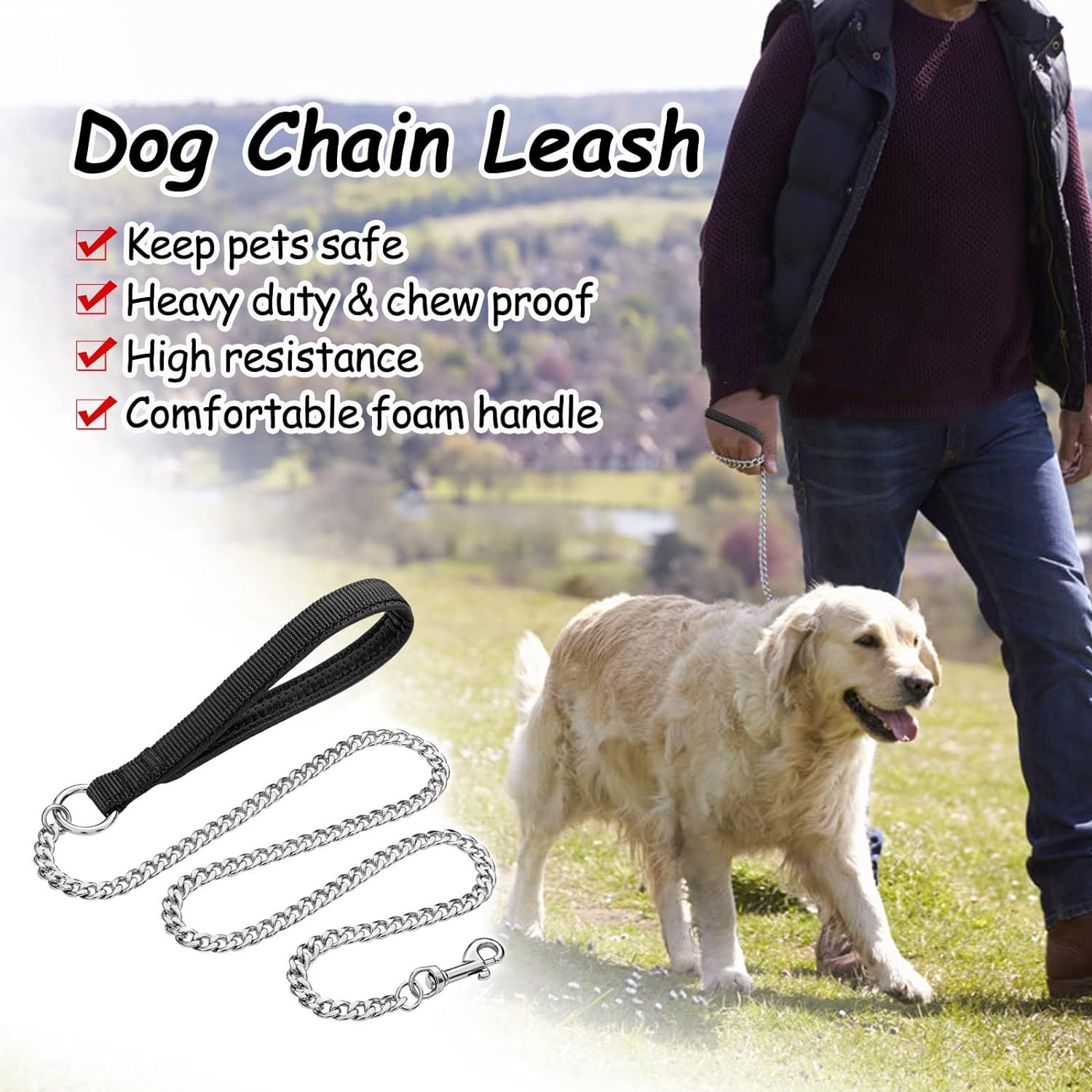 Strong Metal Chain Dog Leash – Built for Durability, Control and Comfort 8 Strong Metal Chain Dog Leash – Built for Durability, Control and Comfort - Image 8