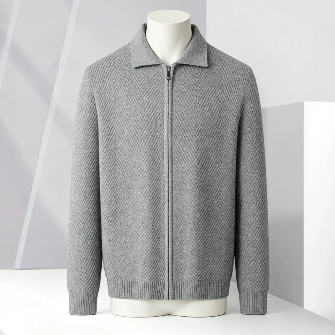 Solid-color Cardigan Zip-up Mens Jacket 1 Solid-color Cardigan Zip-up Mens Jacket