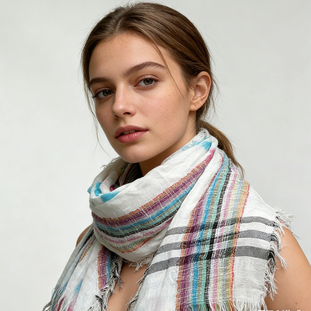 2pcs Colorful Striped Square Scarf For Women & Men 4 2pcs Colorful Striped Square Scarf For Women & Men - Image 4