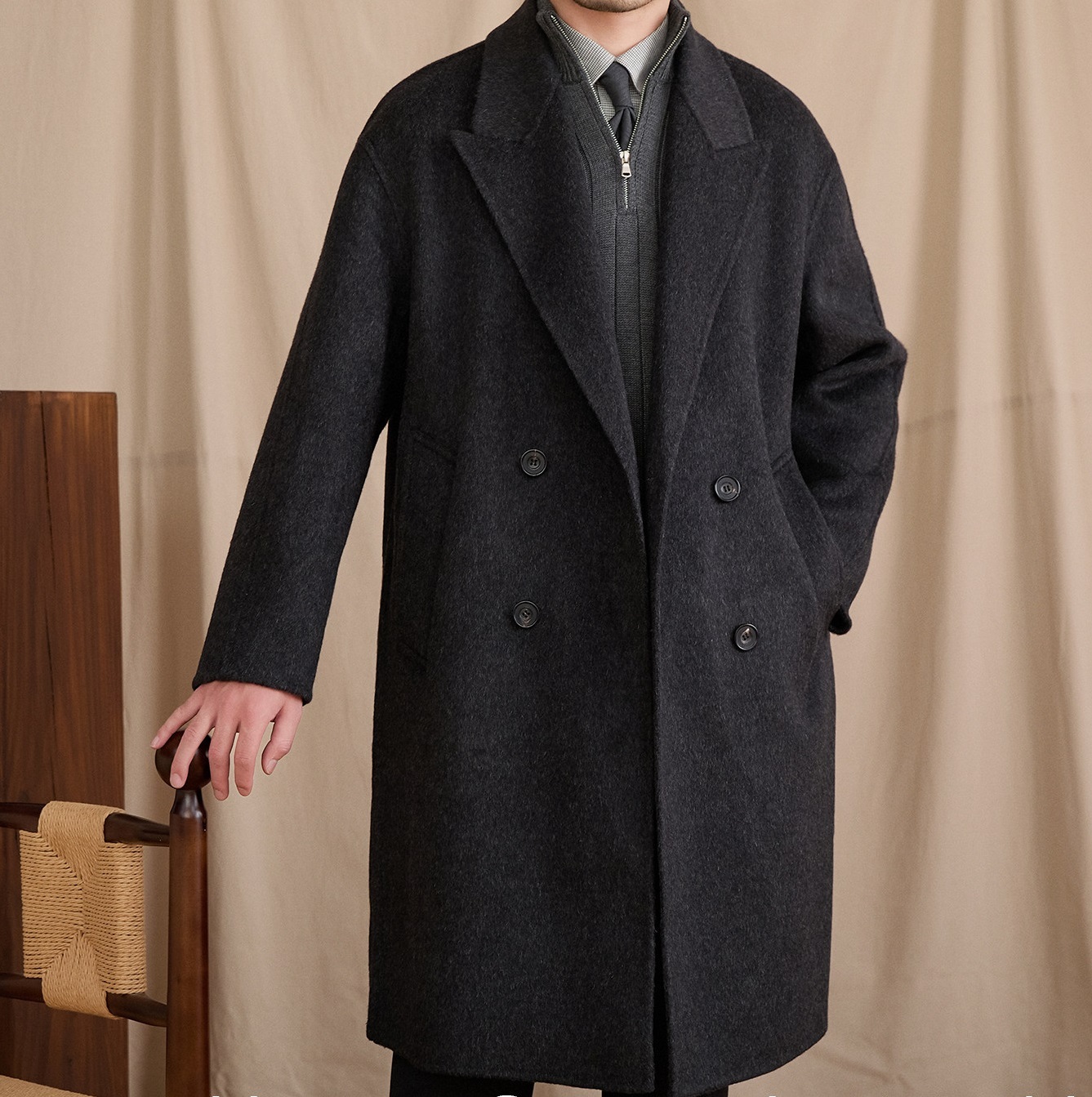 Wool Casual Loose Mid-Length Coat 4 Wool Casual Loose Mid-Length Coat - Image 4