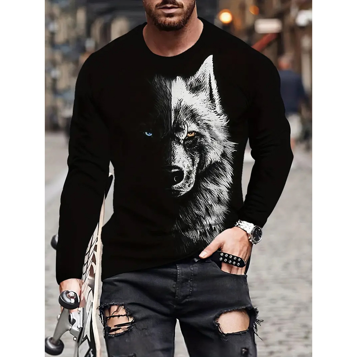3D Printed Crew Neck Long Sleeve T-shirt 10 3D Printed Crew Neck Long Sleeve T-shirt - Image 10
