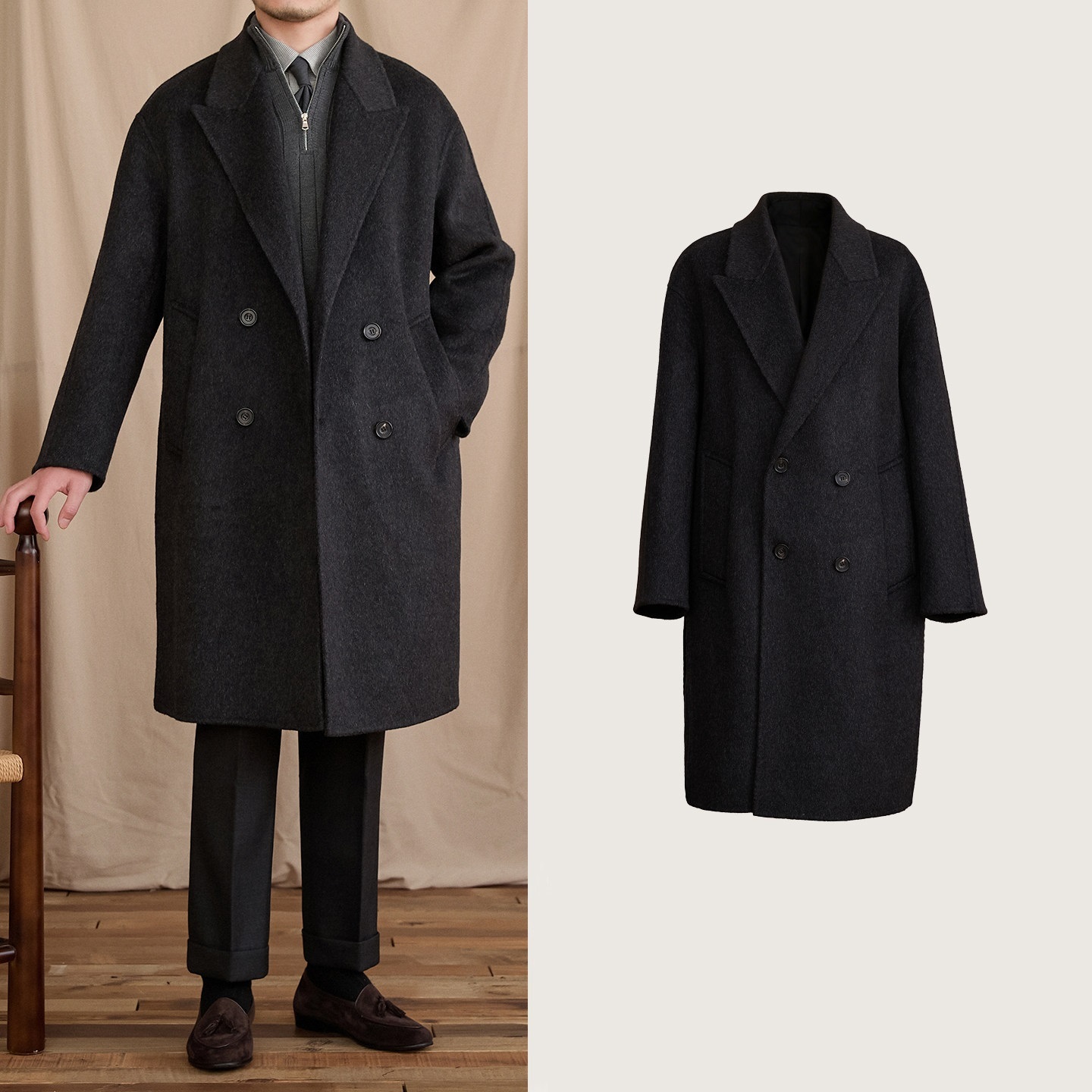 Wool Casual Loose Mid-Length Coat 2 Wool Casual Loose Mid-Length Coat - Image 2