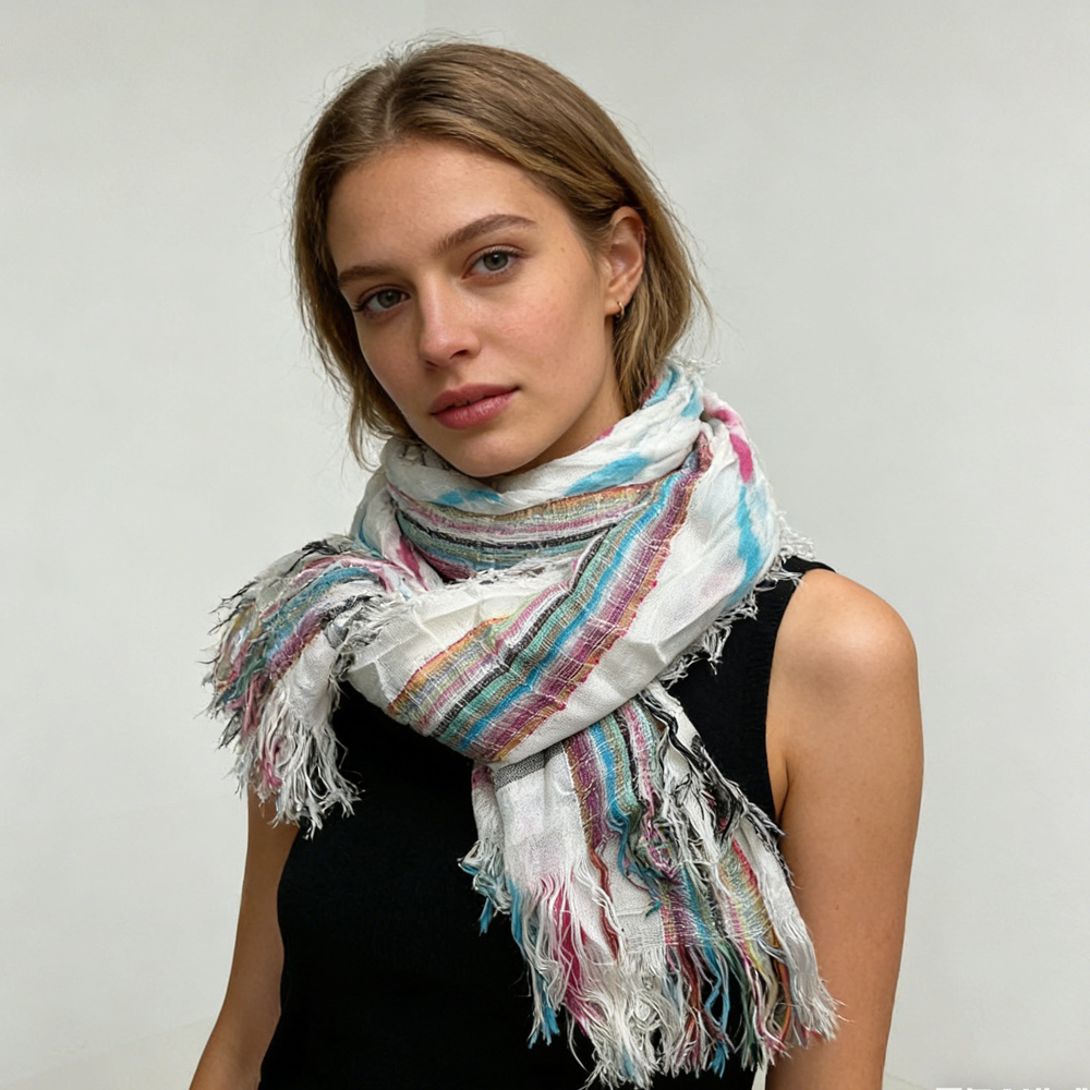 2pcs Colorful Striped Square Scarf For Women & Men 6 2pcs Colorful Striped Square Scarf For Women & Men - Image 6