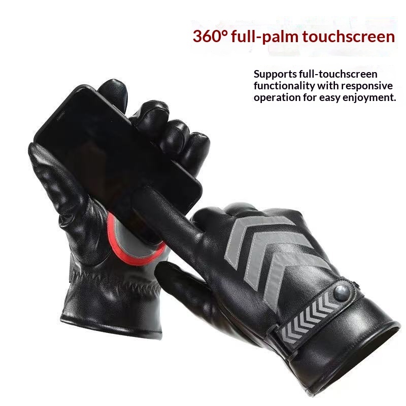 Fleece-lined Warm Winter Non-slip Reflective Gloves 2 Fleece-lined Warm Winter Non-slip Reflective Gloves - Image 2