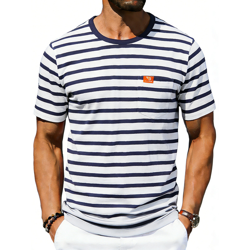 Men's Loose-fit Retro Crew-neck Short-sleeve T-shirt 2 Men's Loose-fit Retro Crew-neck Short-sleeve T-shirt - Image 2