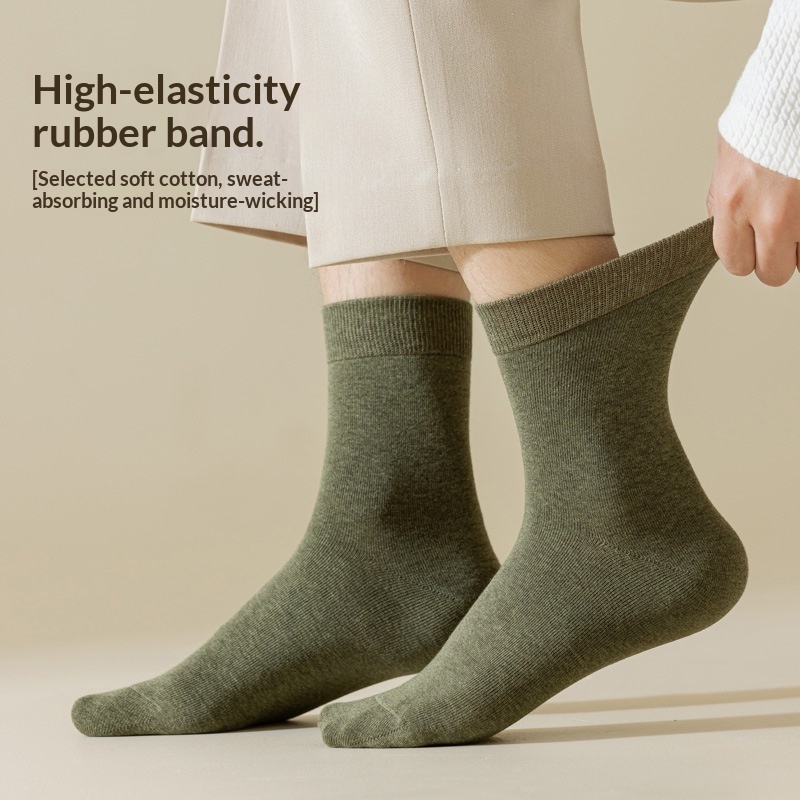 Men's Cotton Sweat-Absorbent Mid-Calf Socks 1 Men's Cotton Sweat-Absorbent Mid-Calf Socks