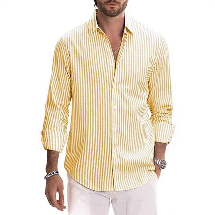 Men's Casual Digital-Print Lapel Striped Shirt 4 Men's Casual Digital-Print Lapel Striped Shirt - Image 4