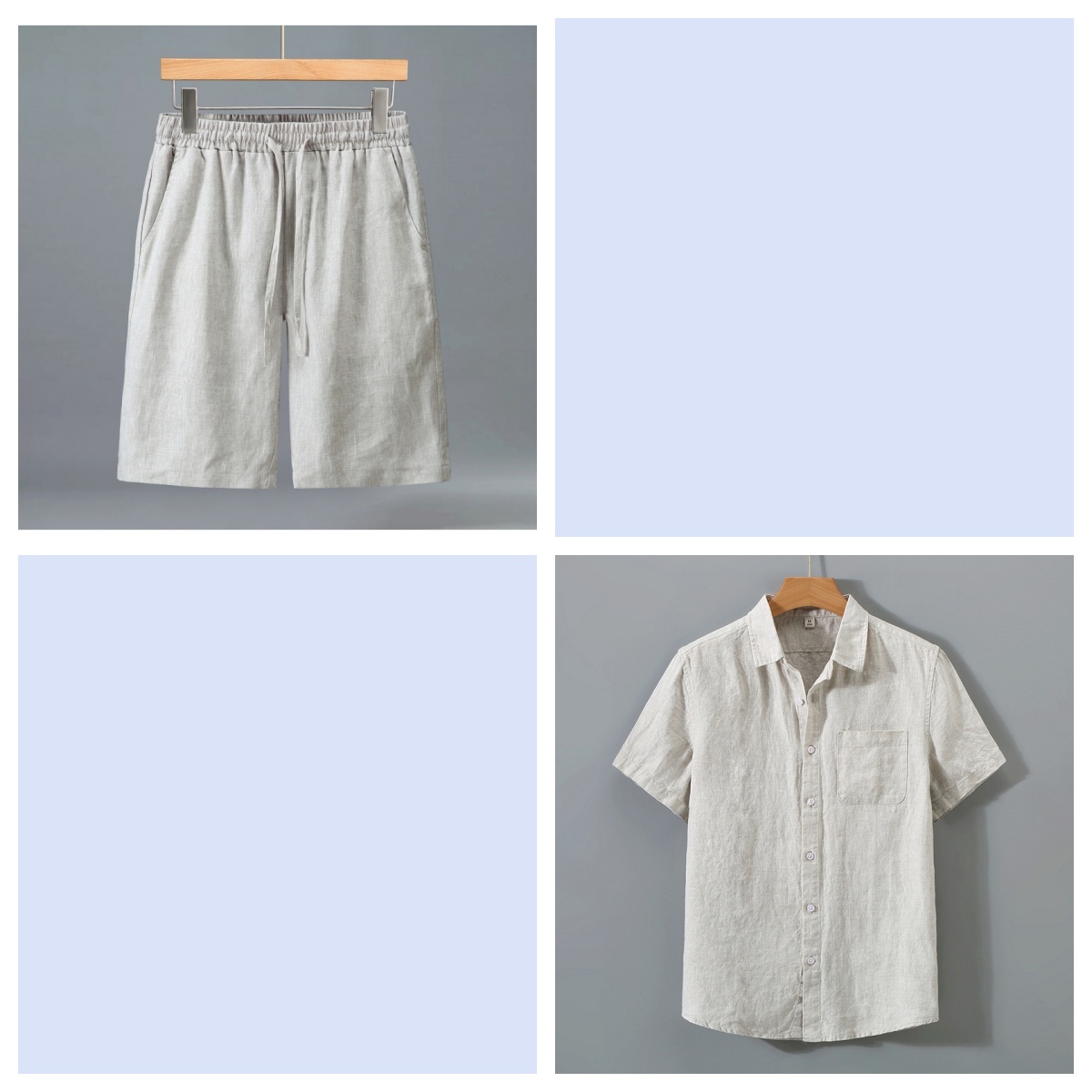 Men's Linen Shorts and Shirt Set 2 Men's Linen Shorts and Shirt Set - Image 2