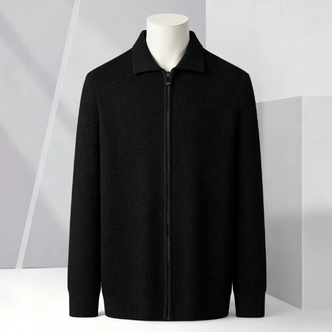Solid-color Cardigan Zip-up Mens Jacket 4 Solid-color Cardigan Zip-up Mens Jacket - Image 4