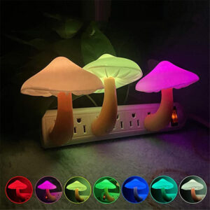 LED Mushroom Wall Socket Lamp EU/US Plug Warm White Light-control Sensor