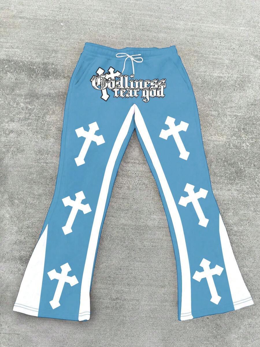 Retro Letter Print Loose Casual Pants 3 Retro Letter Print Loose Casual Pants - Image 3