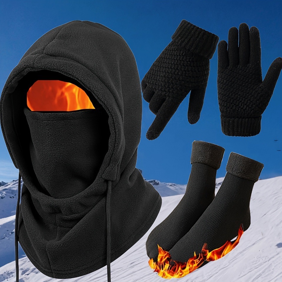 Winter Warm Hat Gloves Socks Set 3 Winter Warm Hat Gloves Socks Set - Image 3