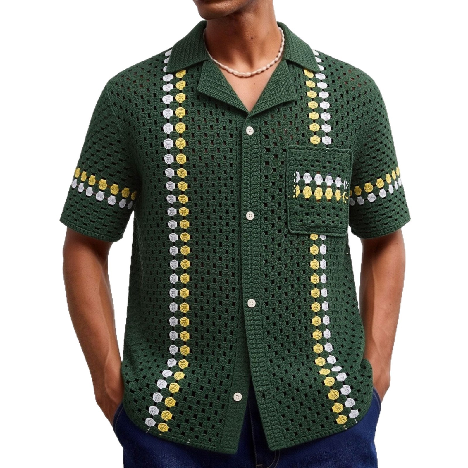 Men's Crochet Hollow-Out Knit Sweater 6 Men's Crochet Hollow-Out Knit Sweater - Image 6