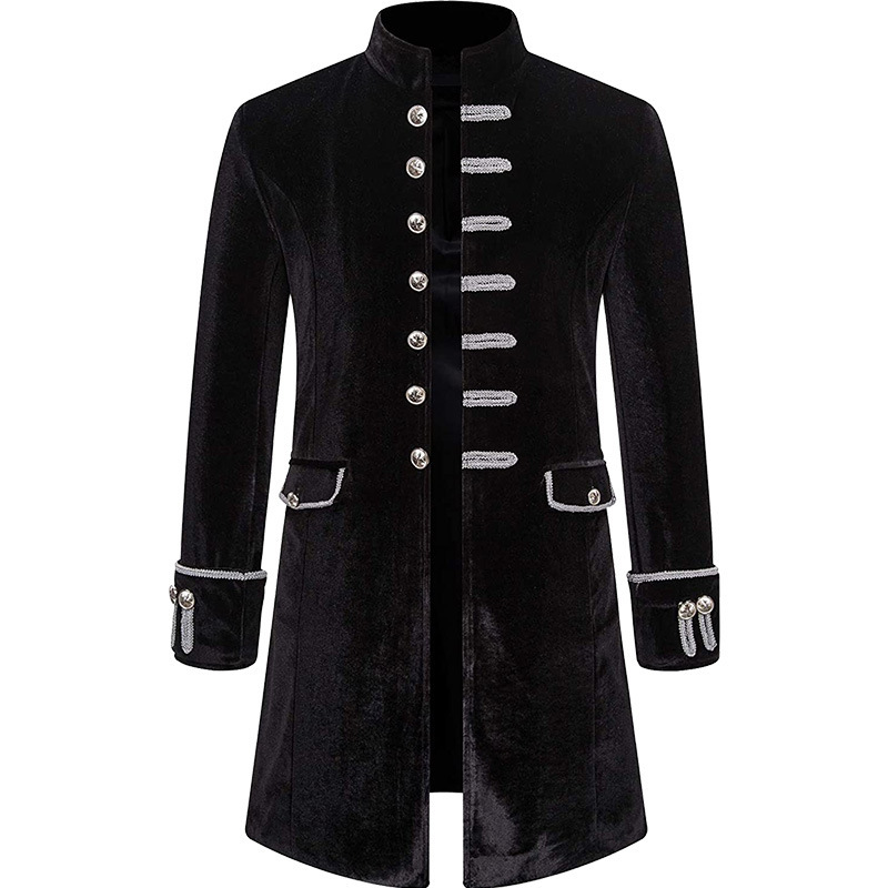 Men's Solid-Color Velvet Uniform Stand-Up Collar Coat 7 Men's Solid-Color Velvet Uniform Stand-Up Collar Coat - Image 7