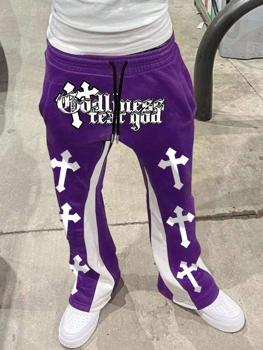 Retro Letter Print Loose Casual Pants 5 Retro Letter Print Loose Casual Pants - Image 5