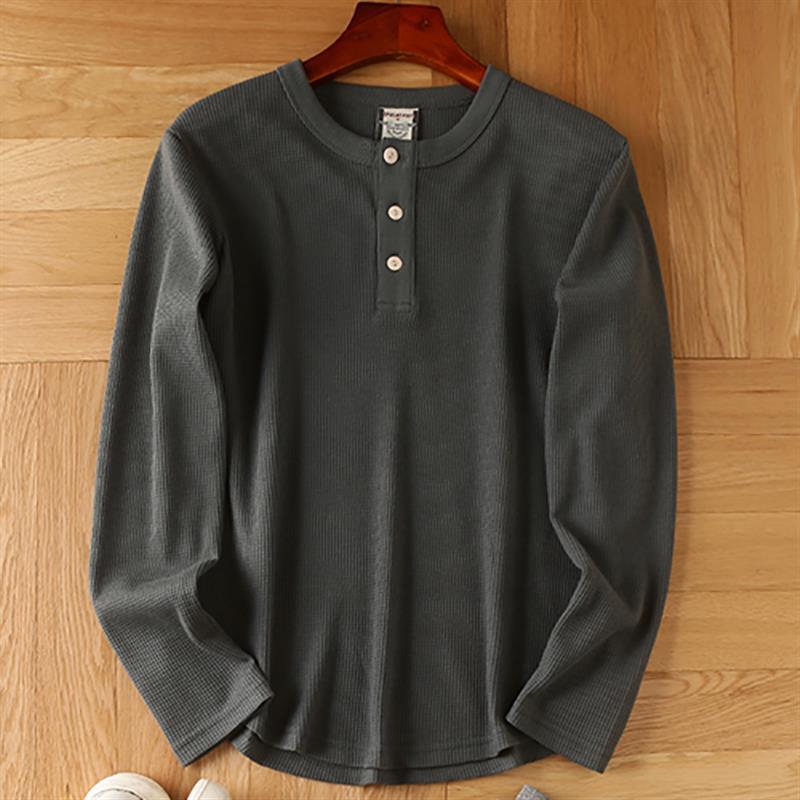 Men's Cotton Waffle-Weave Long-Sleeve Base Layer T-Shirt 2 Men's Cotton Waffle-Weave Long-Sleeve Base Layer T-Shirt - Image 2