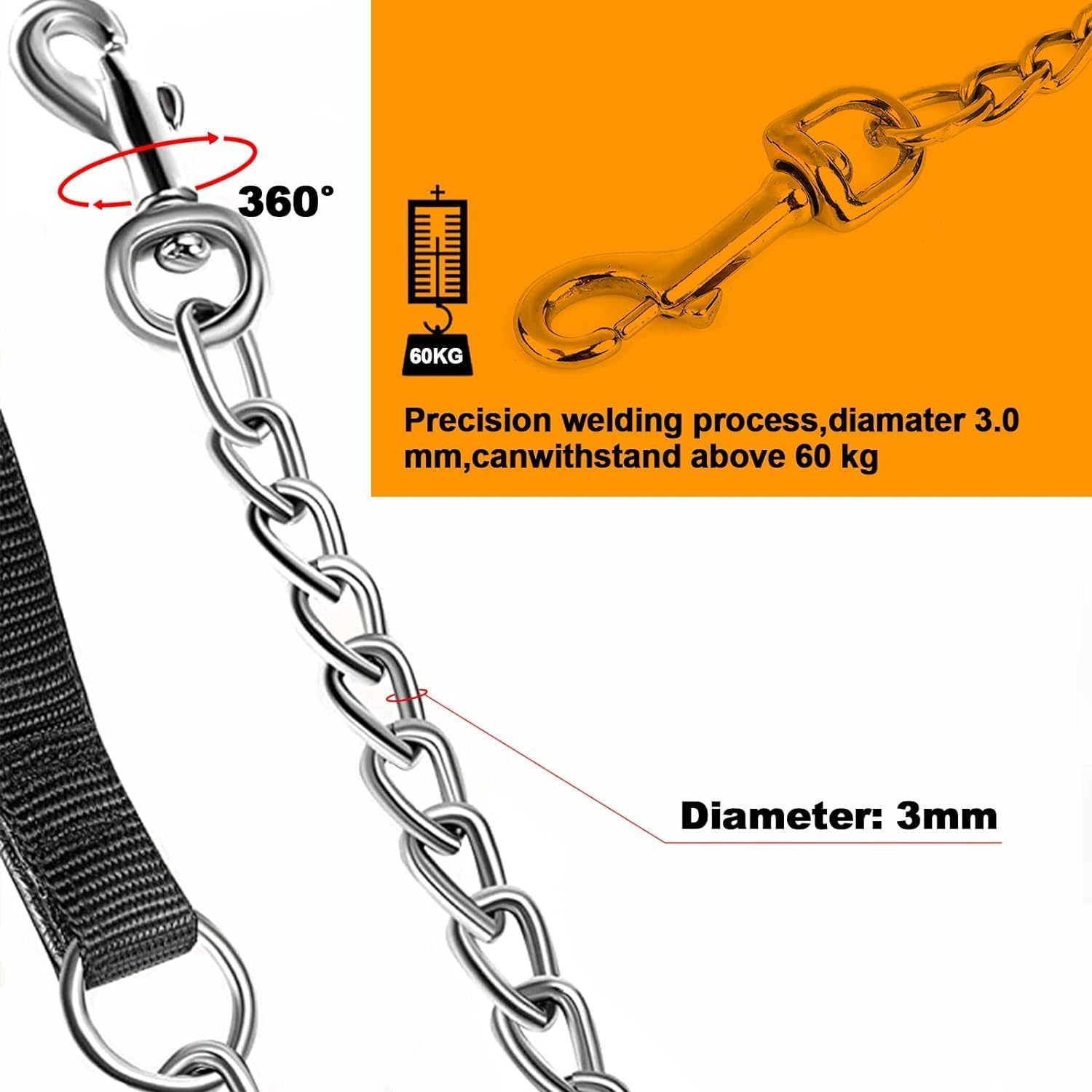 Strong Metal Chain Dog Leash – Built for Durability, Control and Comfort 5 Strong Metal Chain Dog Leash – Built for Durability, Control and Comfort - Image 5
