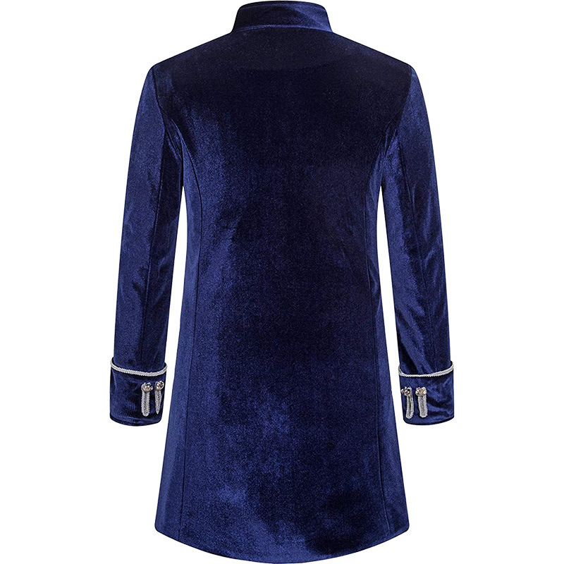 Men's Solid-Color Velvet Uniform Stand-Up Collar Coat 3 Men's Solid-Color Velvet Uniform Stand-Up Collar Coat - Image 3