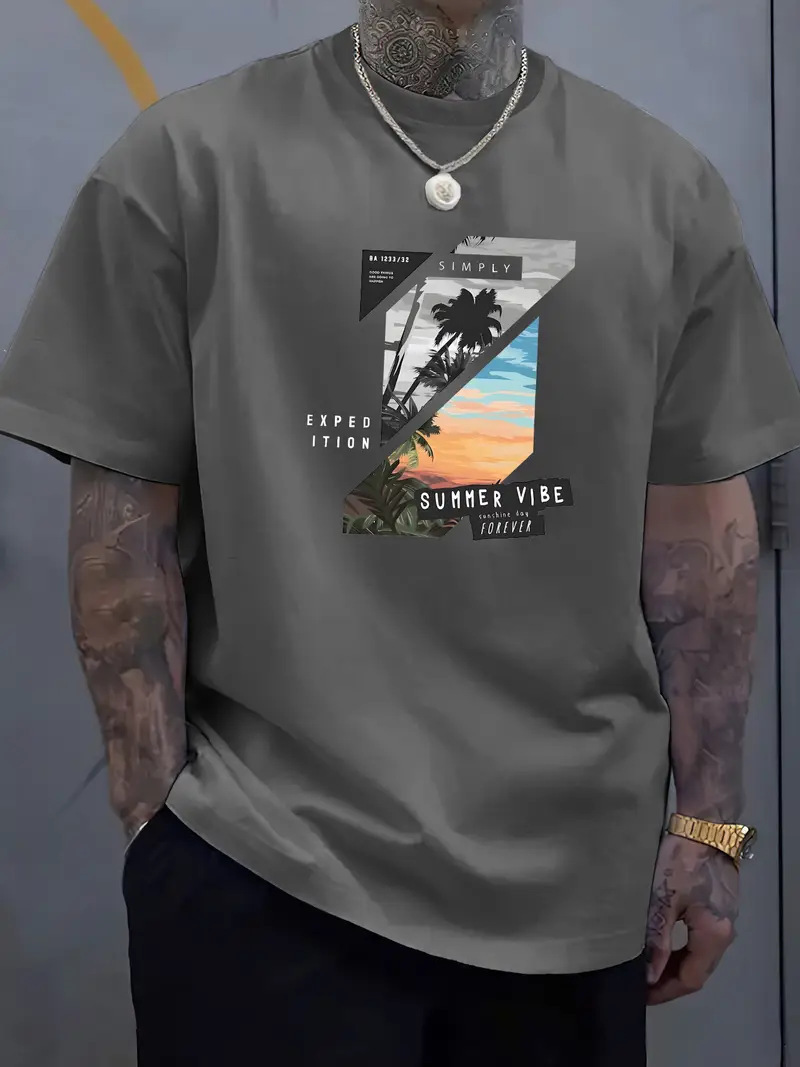 Color-Block Fashion 3D-Printed Summer Men's T-Shirt 3 Color-Block Fashion 3D-Printed Summer Men's T-Shirt - Image 3
