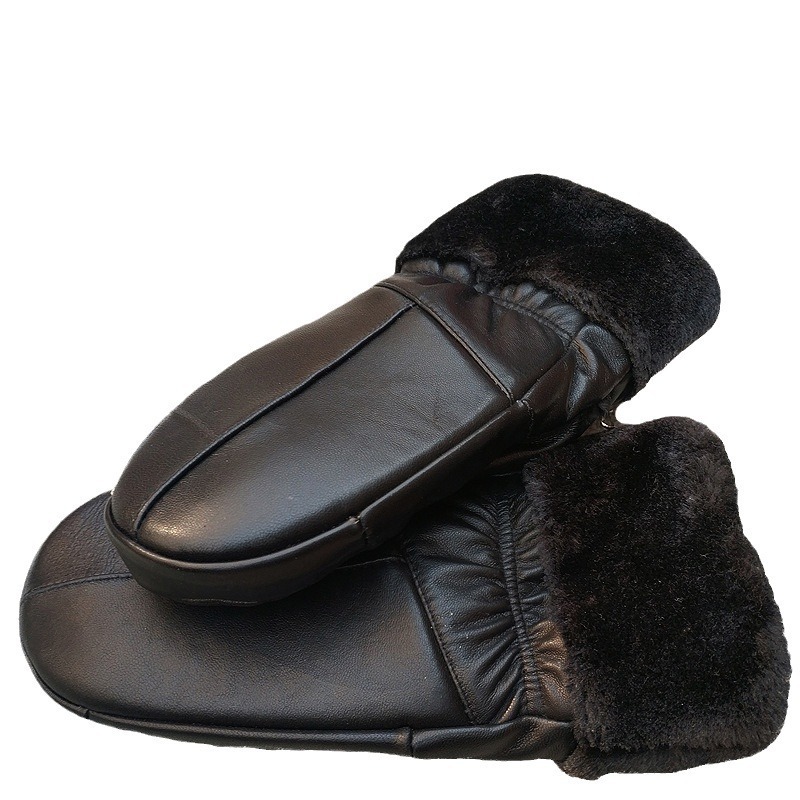Fleece-lined Thickened Cold-resistant Windproof Sheepskin Mittens 3 Fleece-lined Thickened Cold-resistant Windproof Sheepskin Mittens - Image 3