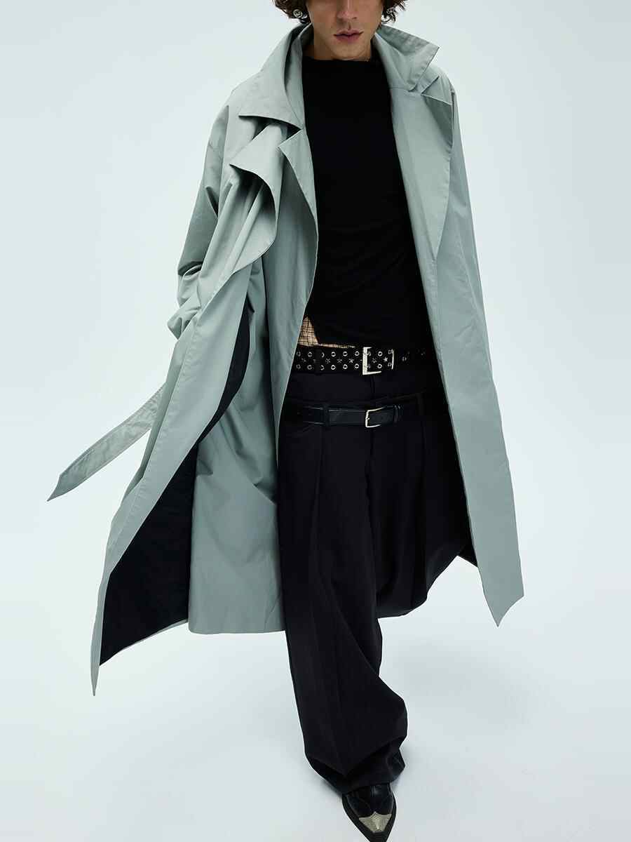 Mens Solid-color Loose-fitting Mid-length Coat 5 Mens Solid-color Loose-fitting Mid-length Coat - Image 5