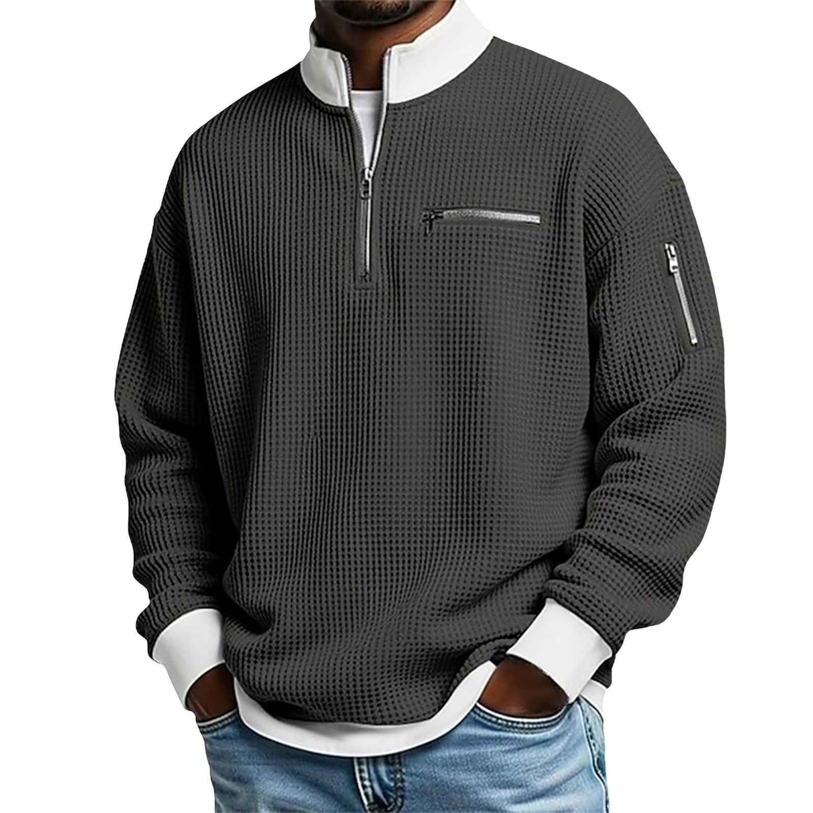 Men's Sports Zip-Up Long-Sleeve Sweatshirt 9 Men's Sports Zip-Up Long-Sleeve Sweatshirt - Image 9