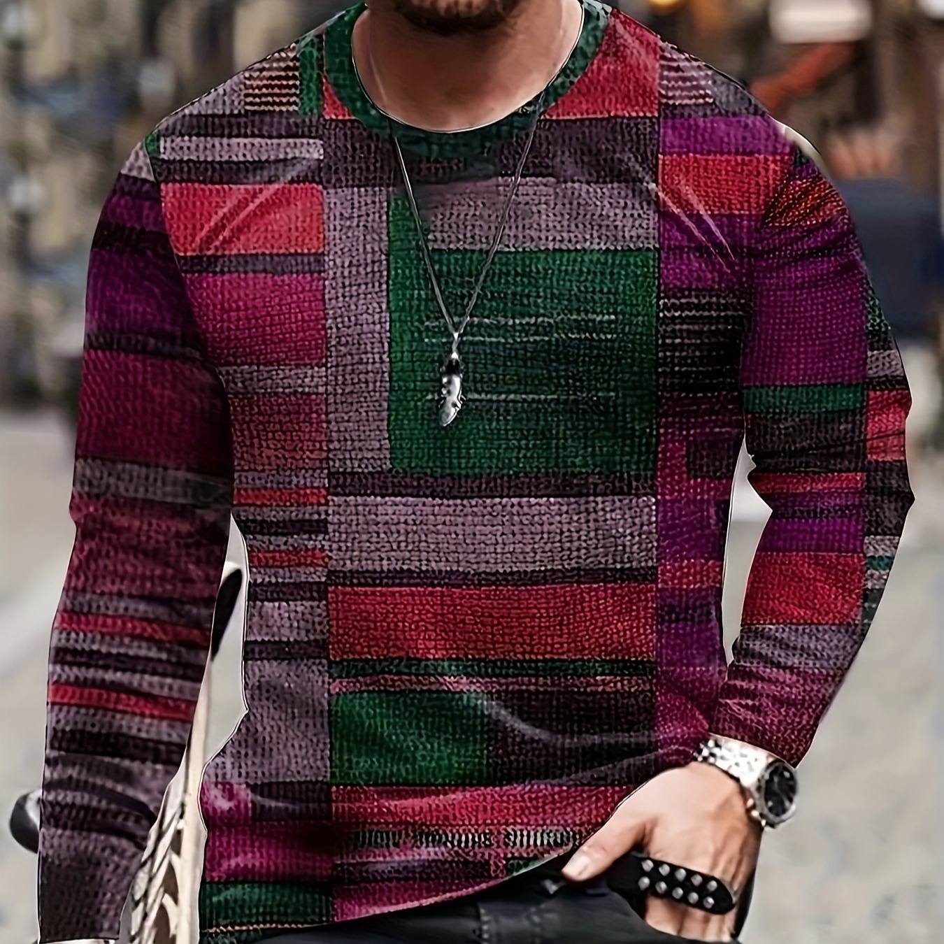 3D Digital Printed Round Neck Long-sleeved Top 6 3D Digital Printed Round Neck Long-sleeved Top - Image 6
