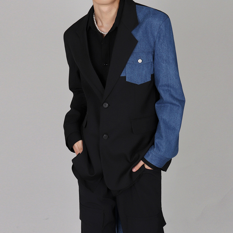 Comfortable And Versatile Denim-Panel Blazer 1 Comfortable And Versatile Denim-Panel Blazer