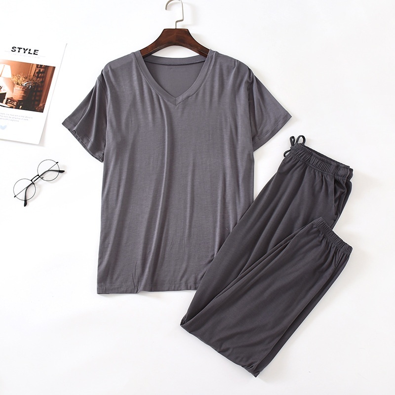 Men's Ice Silk Modal Short Sleeved Pants Set 5 Men's Ice Silk Modal Short Sleeved Pants Set - Image 5