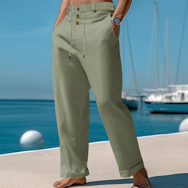 Straight-leg Cotton-Linen Casual Pants 3 Straight-leg Cotton-Linen Casual Pants - Image 3