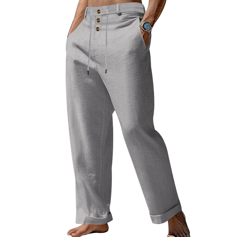 Straight-leg Cotton-Linen Casual Pants 6 Straight-leg Cotton-Linen Casual Pants - Image 6