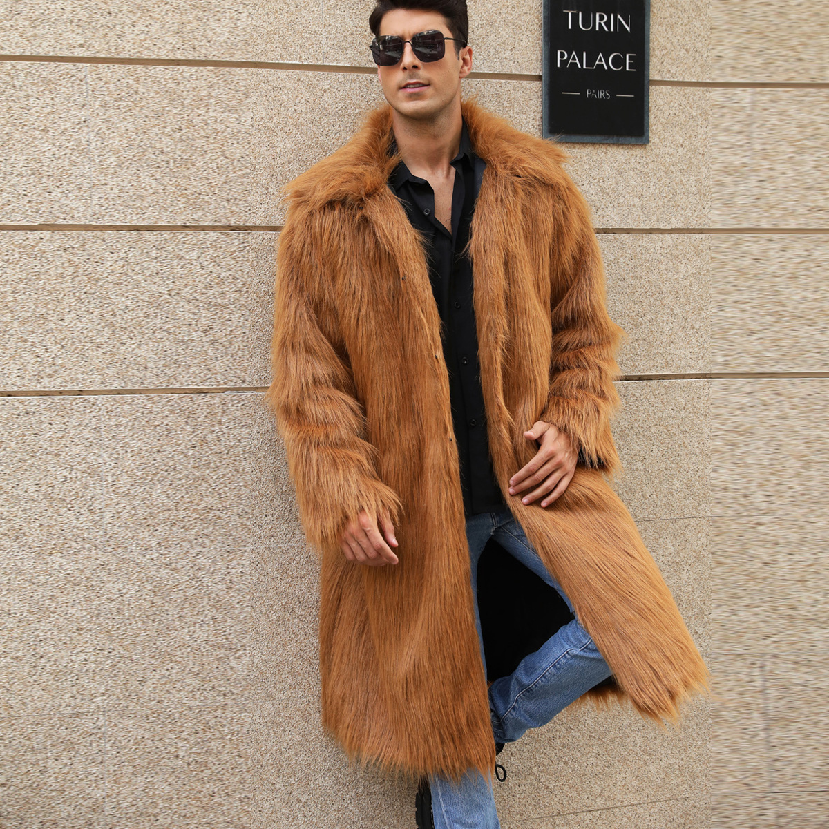 Mens Long Faux Fur Coat Mens Outerwear Warm And Cozy 3 Mens Long Faux Fur Coat Mens Outerwear Warm And Cozy - Image 3