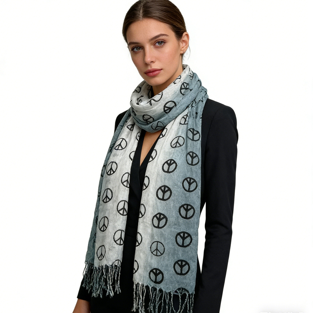 2pcs Grey Printed Scarf For Women & Men 4 2pcs Grey Printed Scarf For Women & Men - Image 4