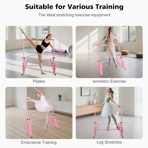 3.5 FT Solid Wood Ballet Barre With Adjustable Range Of 31.5-39.5 Inches For Dance Practice 2 3.5 FT Solid Wood Ballet Barre With Adjustable Range Of 31.5-39.5 Inches For Dance Practice - Image 2