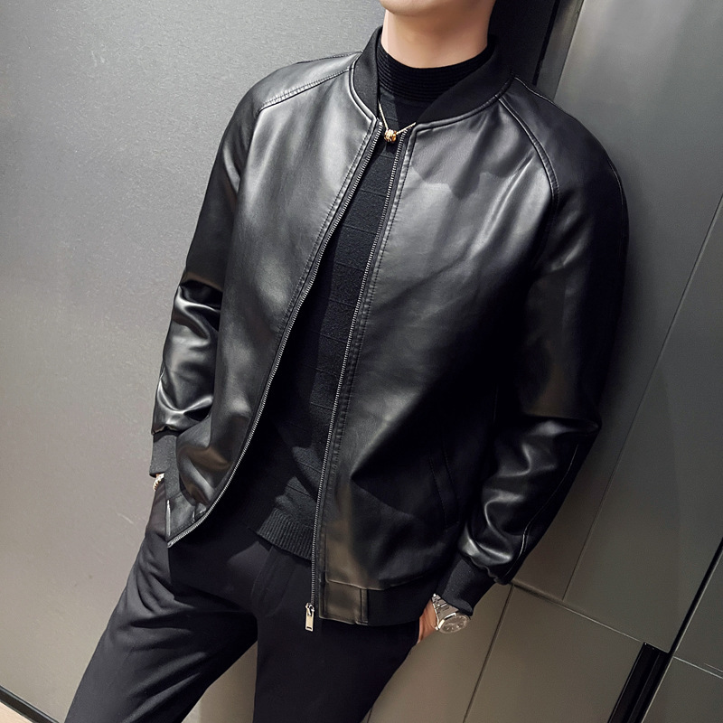 Men's Slim Fit Leather Jacket 5 Men's Slim Fit Leather Jacket - Image 5