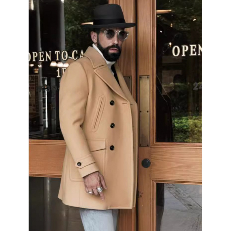 Men's Long-Sleeve British-Style Wool Coat 6 Men's Long-Sleeve British-Style Wool Coat - Image 6