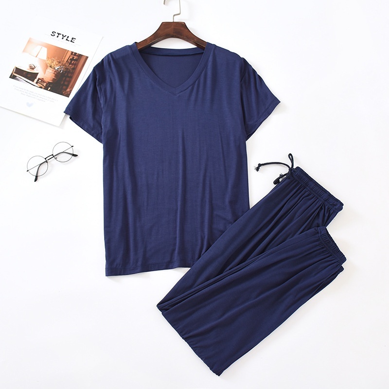 Men's Ice Silk Modal Short Sleeved Pants Set 7 Men's Ice Silk Modal Short Sleeved Pants Set - Image 7