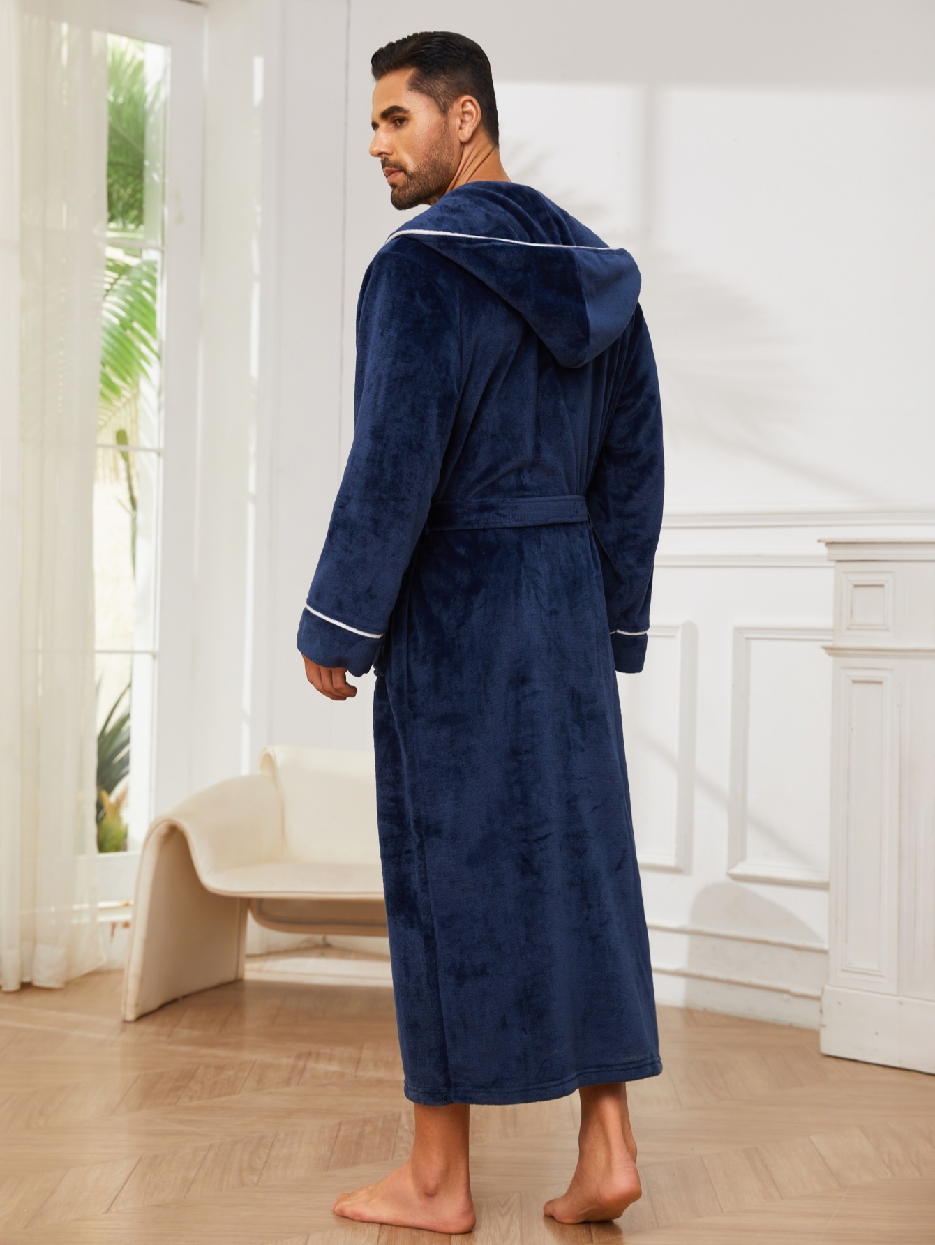 Men's Flannel Bathrobe 5 Men's Flannel Bathrobe - Image 5