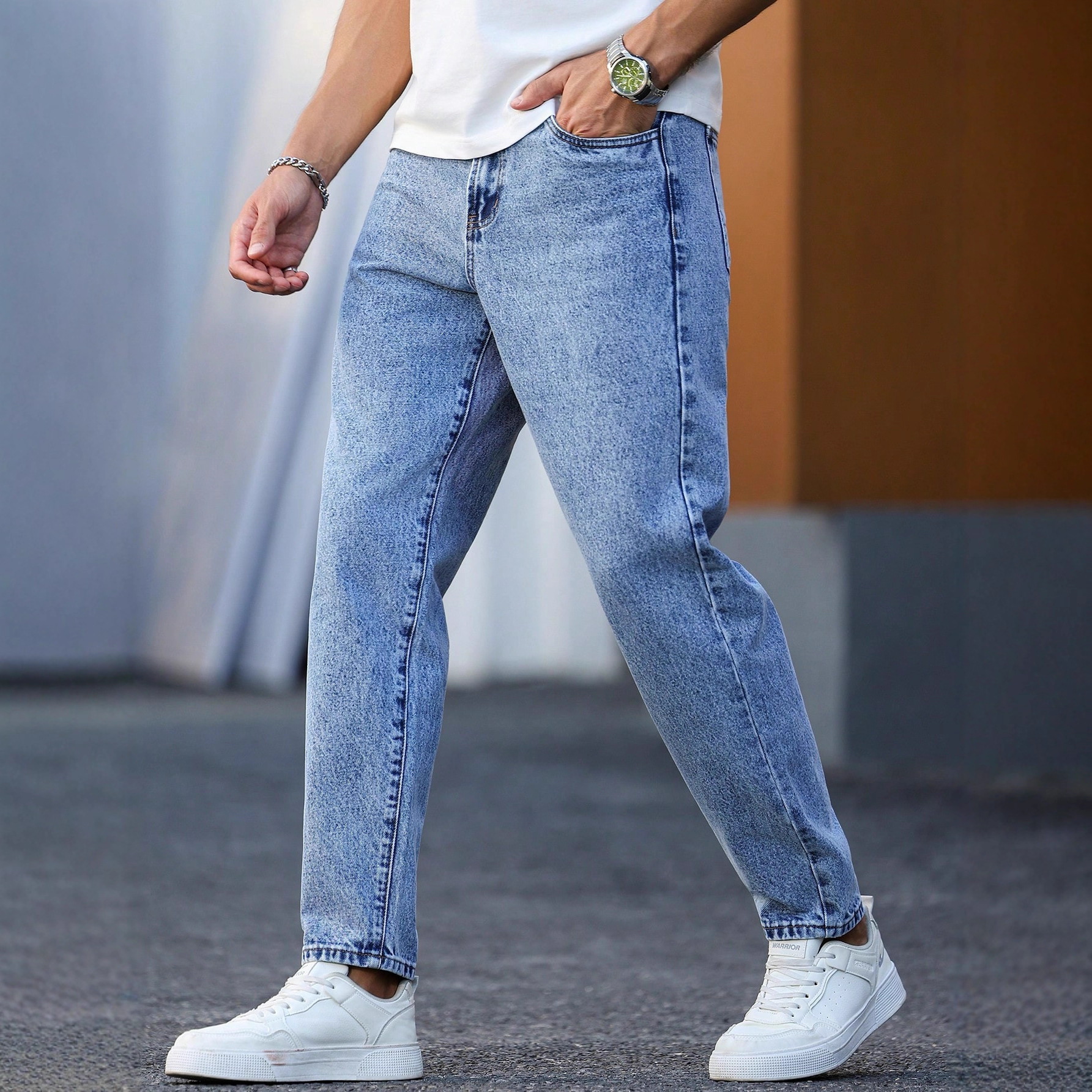 Light Blue Tapered Jeans 3 Light Blue Tapered Jeans - Image 3