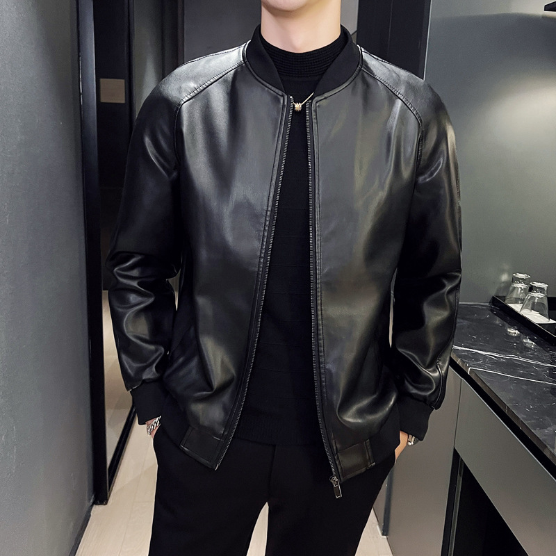 Men's Slim Fit Leather Jacket 7 Men's Slim Fit Leather Jacket - Image 7