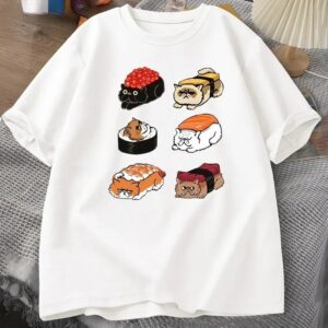 Kawaii Cute Cat Sushi T-shirt