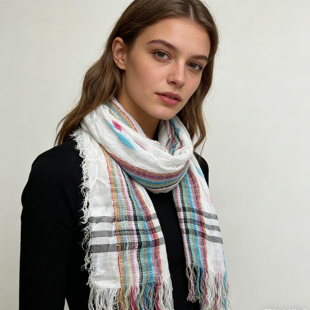 2pcs Colorful Striped Square Scarf For Women & Men 7 2pcs Colorful Striped Square Scarf For Women & Men - Image 7