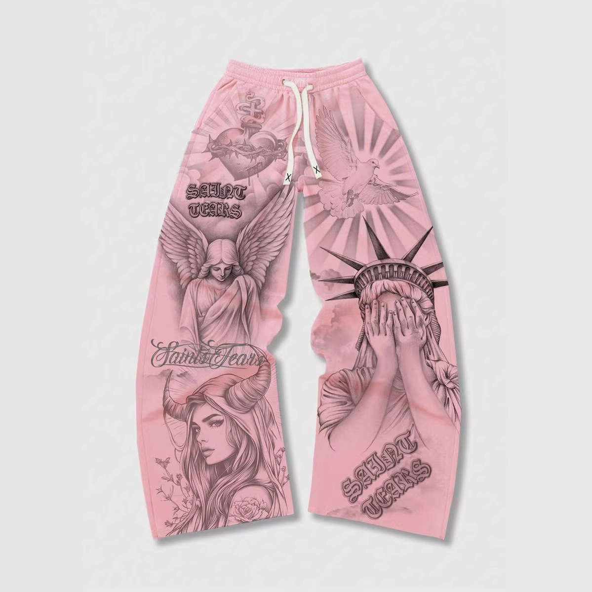 Retro Letter Print Loose Casual Pants 8 Retro Letter Print Loose Casual Pants - Image 8